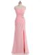 Baby Pink Sweetheart Side Zipper Beading and Ruching Dress for Prom Sleeveless