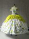 Stunning Multi-color Cap Sleeves Floor Length Embroidery and Ruffles Lace Up 15th Birthday Dress