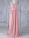 Chiffon Sleeveless Floor Length Quinceanera Court of Honor Dress and Appliques