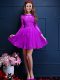 Wonderful Chiffon Scalloped 3 4 Length Sleeve Lace Up Beading and Lace and Appliques Dama Dress for Quinceanera in Eggplant Purple