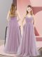 Clearance Lilac Empire Ruching Evening Dress Zipper Tulle Sleeveless Floor Length