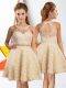 Flare Champagne Lace Zipper Quinceanera Court Dresses Sleeveless Knee Length Lace