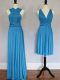 Baby Blue Empire Ruching Quinceanera Court of Honor Dress Lace Up Chiffon Sleeveless Floor Length
