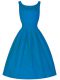 Luxury Blue A-line Taffeta Scoop Sleeveless Ruching Knee Length Zipper Quinceanera Court Dresses