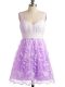 Cute Lace Straps Sleeveless Lace Up Lace Damas Dress in Lilac