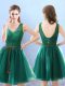 Knee Length Backless Dama Dress for Quinceanera Green for Prom and Party with Lace