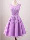 Spectacular Lilac Tulle Lace Up Damas Dress Sleeveless Knee Length Lace