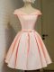 Cap Sleeves Knee Length Belt Lace Up Quinceanera Court of Honor Dress with Peach