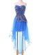 Custom Fit Tulle Sweetheart Sleeveless Lace Up Appliques Evening Dress in Blue