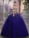 Super Royal Blue Strapless Lace Up Beading Quinceanera Dresses Sleeveless