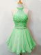 Luxurious Green Sleeveless Knee Length Beading Lace Up Quinceanera Court Dresses