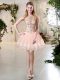 Scoop Sleeveless Tulle Evening Dress Beading and Lace and Appliques Lace Up