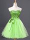 Yellow Green Zipper Sweetheart Sashes ribbons and Sequins Evening Dress Tulle Sleeveless