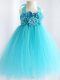 Halter Top Sleeveless Tulle Pageant Gowns For Girls Hand Made Flower Side Zipper