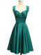 Discount Teal Straps Neckline Ruching Quinceanera Dama Dress Sleeveless Lace Up