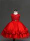 Cute Knee Length Ball Gowns Sleeveless Red Little Girls Pageant Dress Zipper