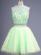 Knee Length Yellow Green Quinceanera Dama Dress Scoop Sleeveless Lace Up