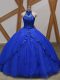 Royal Blue Sleeveless Appliques Lace Up Quinceanera Dresses