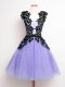 Suitable Tulle Sleeveless Knee Length Quinceanera Court of Honor Dress and Lace