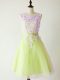 Flirting Knee Length A-line Sleeveless Yellow Green Court Dresses for Sweet 16 Lace Up