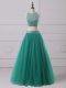 Pretty Green Scoop Neckline Beading Prom Gown Sleeveless Zipper