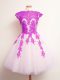 Inexpensive Tulle Sleeveless Mini Length Dama Dress and Appliques