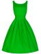 Knee Length Green Dama Dress for Quinceanera Taffeta Sleeveless Ruching