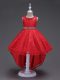 Luxurious High Low A-line Sleeveless Red Kids Pageant Dress Lace Up
