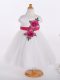 Dazzling White Sleeveless Tulle Zipper Flower Girl Dress for Wedding Party