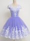 Romantic Knee Length Zipper Quinceanera Court of Honor Dress Lavender for Prom and Party and Wedding Party with Lace  Romantic Knee Length Zipper Quinceanera Court of Honor Dress Lavender for Prom and Party and Wedding Party with Lace
