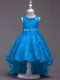Popular High Low Blue Toddler Flower Girl Dress Lace Sleeveless Beading