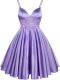 Lilac Sleeveless Knee Length Lace Lace Up Quinceanera Court of Honor Dress