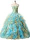 Captivating Sleeveless Beading and Ruffles Lace Up Quince Ball Gowns