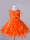 Orange Red Scoop Zipper Beading and Hand Made Flower Child Pageant Dress Sleeveless
