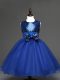 Royal Blue Zipper Little Girl Pageant Gowns Sequins and Bowknot Sleeveless Tea Length Royal Blue Zipper Little Girl Pageant Gowns Sequins and Bowknot Sleeveless Tea Length