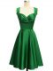 Dark Green Straps Neckline Ruching Damas Dress Sleeveless Lace Up