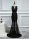 Sleeveless Brush Train Lace and Appliques Backless Prom Evening Gown