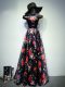Multi-color Sleeveless Printed Lace Up Prom Gown for Prom and Military Ball and Beach