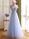 Dynamic Appliques Evening Dress Lavender Lace Up Sleeveless Floor Length
