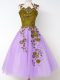 Superior Appliques Dama Dress for Quinceanera Lavender Lace Up Sleeveless Knee Length