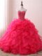 Floor Length Hot Pink Quinceanera Dresses Sweetheart Sleeveless Lace Up