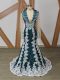Decent Beading and Lace and Appliques Homecoming Dress Navy Blue Zipper Long Sleeves Brush Train