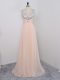 Spectacular Chiffon Straps Sleeveless Zipper Sequins Prom Dresses in Peach