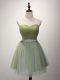 On Sale Olive Green Sweetheart Lace Up Beading and Ruching Dama Dress Sleeveless
