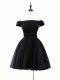 Attractive Black Off The Shoulder Lace Up Ruching Dress for Prom Sleeveless