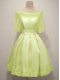 Enchanting Half Sleeves Taffeta Knee Length Lace Up Dama Dress for Quinceanera in Yellow with Lace