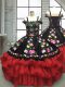 Unique Red And Black Ball Gowns Embroidery and Ruffled Layers Little Girls Pageant Dress Wholesale Lace Up Organza Sleeveless Floor Length