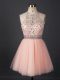 Deluxe Peach Scoop Lace Up Beading Evening Dress Sleeveless