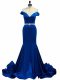 Edgy Royal Blue Sleeveless Beading Zipper Dress for Prom