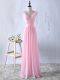 Baby Pink Zipper Vestidos de Damas Ruching Sleeveless Floor Length